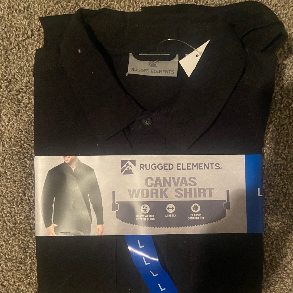 Rugged Elements Canvas Work Shirt black Large long sleeve New